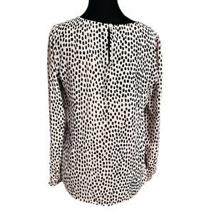 Women's J.CREW Pink Black Polka Dot Blouse XS